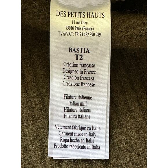 Des Petits Hauts Bastia Sweater Pullover Size 2, Olive Green Alpaca Wool New - Picture 15 of 16